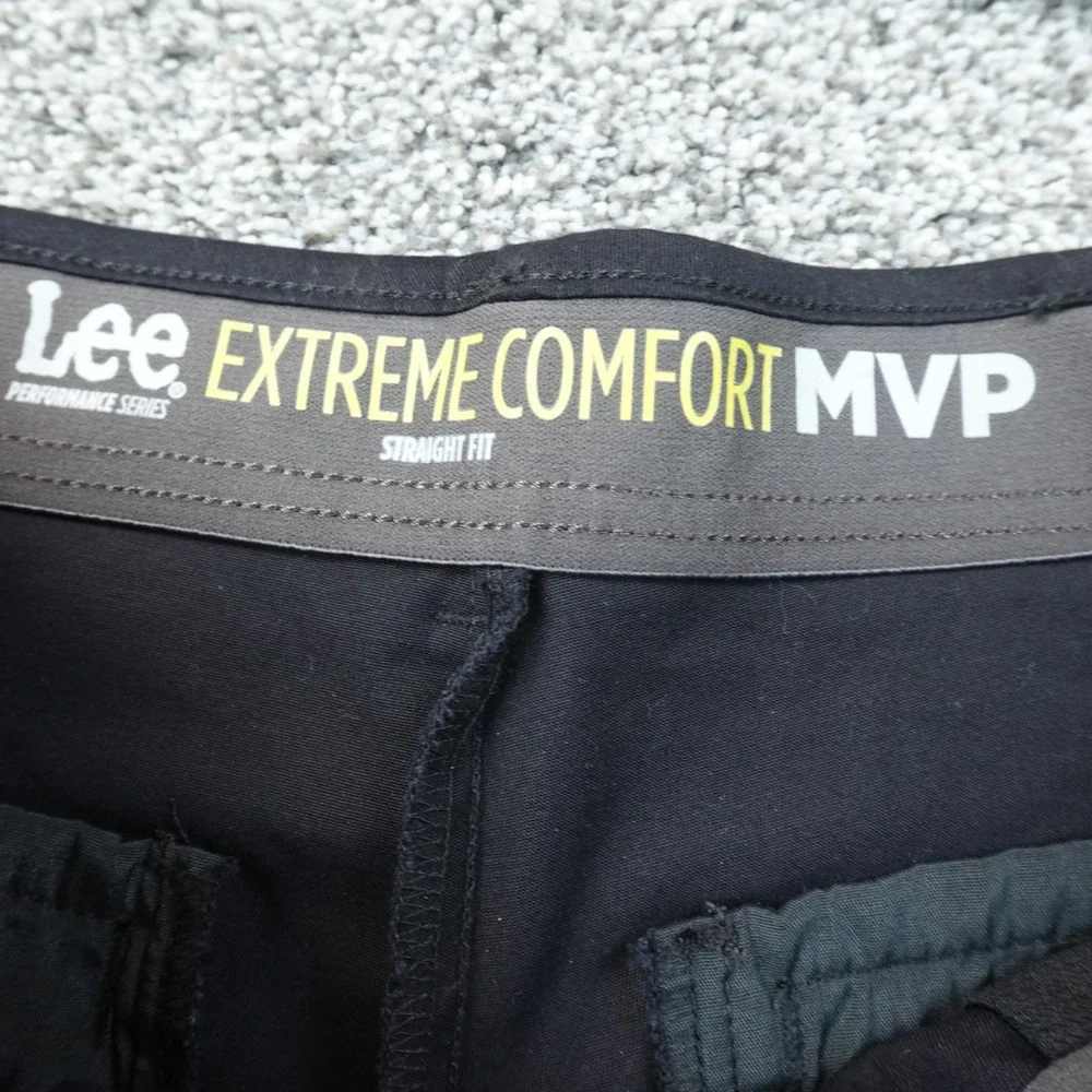 Lee Pants Mens 34X29 Black Chino Trouser Comfort MVP Straight Stretch Flex Waist